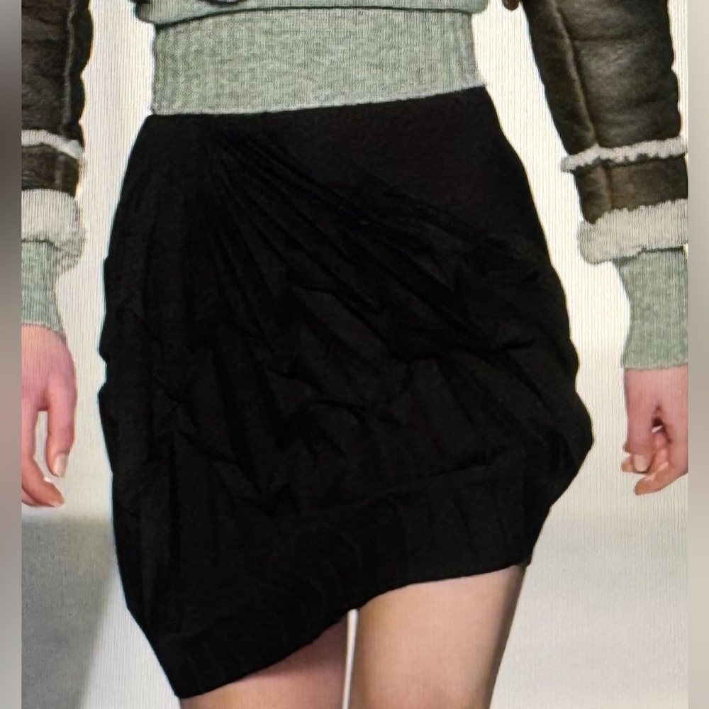 Balenciaga Black Pleated  Asymmetrical Mini Skirt